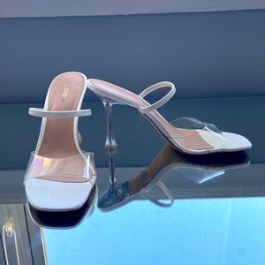 Aldo Vinyl Clear Heel with Versatile White Strap